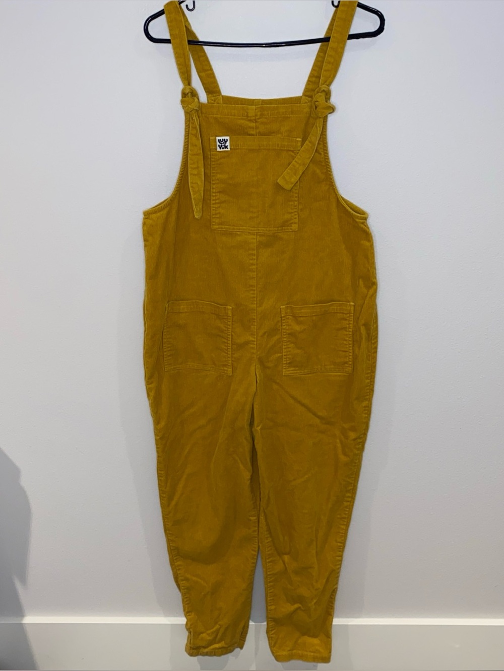Lucy & Yak Yellow Corduroy Overalls Woman’s Size 8R Tie Strap Organic Blend